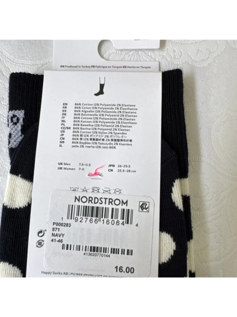 Happy Socks Medium 8-12 Crew Socks Christmas Snowman Holiday Novelty 41-46 NEW